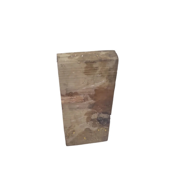 GREEN Pastels Abstract Surreal Resin Wood Block - Picture 5 of 5